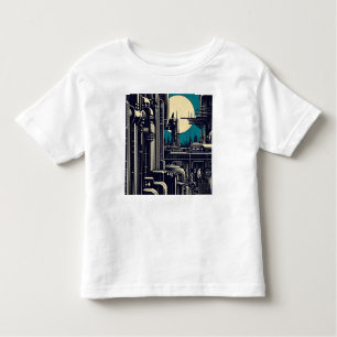 Camiseta De Bebé SF Futurista City Woodcut 2
