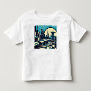 Camiseta De Bebé SF Futurista City Woodcut 3