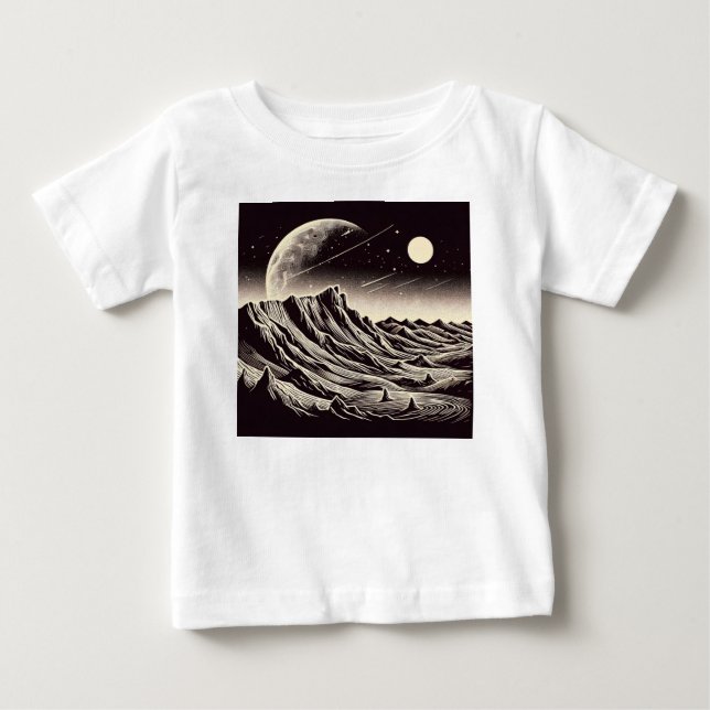 Camiseta De Bebé SF Mars Landscape Woodcut 3 (Anverso)