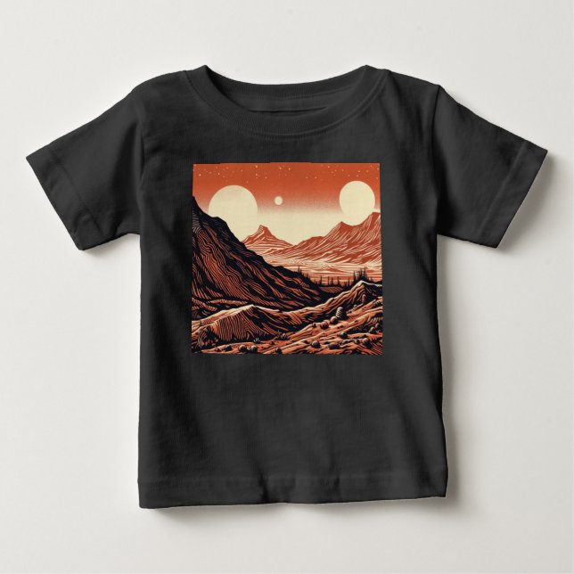 Camiseta De Bebé SF Mars Landscape Woodcut 4 (Anverso)