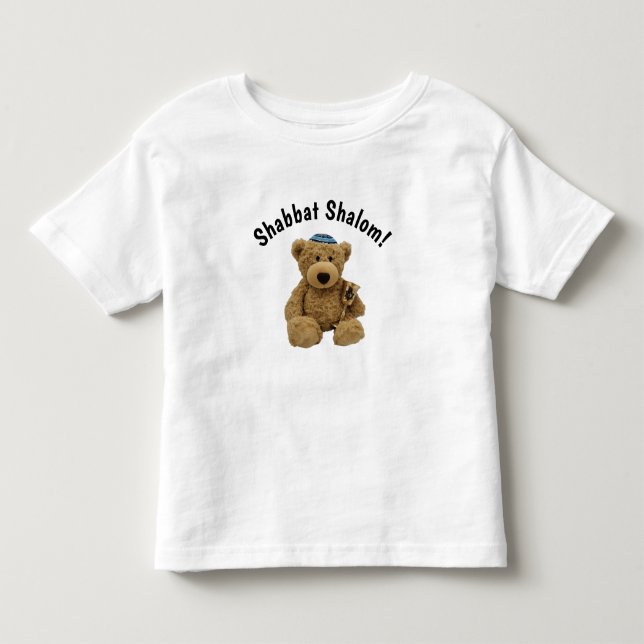Camiseta De Bebé Shabbat Shalom Teddy Bear T-Shirt (Anverso)