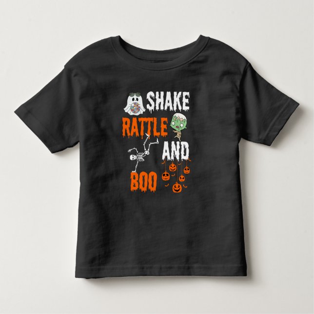 Camiseta De Bebé Shake, Rattle, Boo Skeleton Zombie Fun Halloween (Anverso)