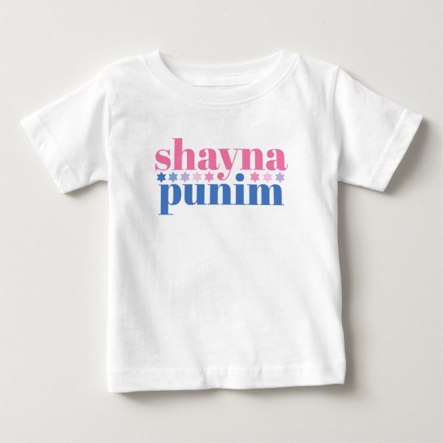 Camiseta De Bebé Shayna Punim: eslogan de la Cuta Azul Rosa Judía (Anverso)