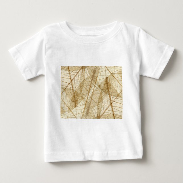 Camiseta De Bebé Sheer Cream Beige Lace Leaves (Anverso)