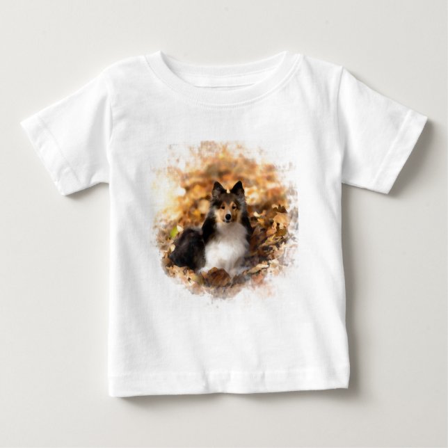 Camiseta De Bebé Sheltie Shetland Sheepdog Art Painting (Anverso)