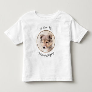 Camiseta De Bebé Shetland Sheepdog Puppy Pintura Original Perro Art