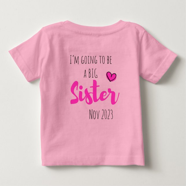 Camiseta De Bebé shhhh I have a secret, big sister customizable (Reverso)