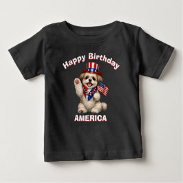 Camiseta De Bebé Shih Tzu Puppy (2f) Patriotic Kid T-Shirt