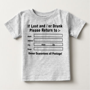 Camiseta De Bebé Si se pierde y/o se bebe, regrese a