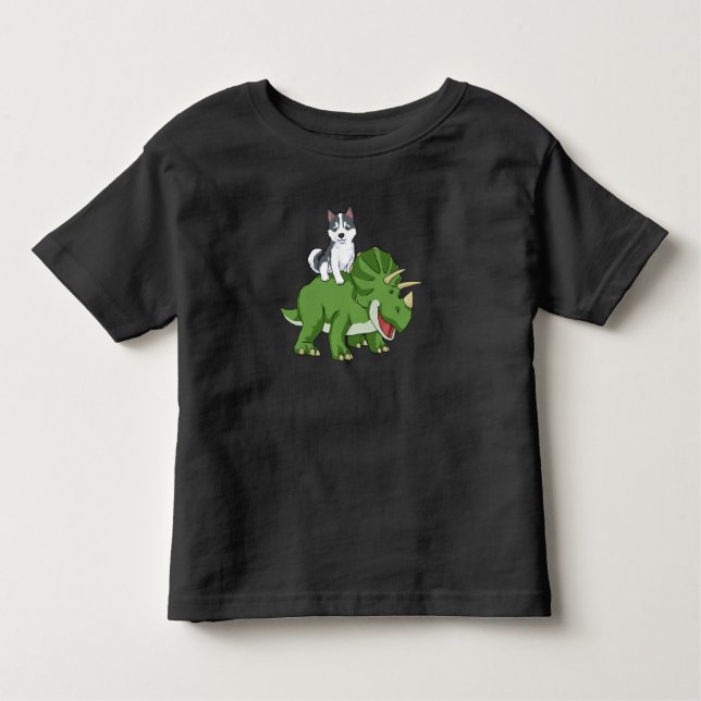 Camiseta De Bebé Siberian Husky Regalos Niños Triceratops Dinosauri (Anverso)