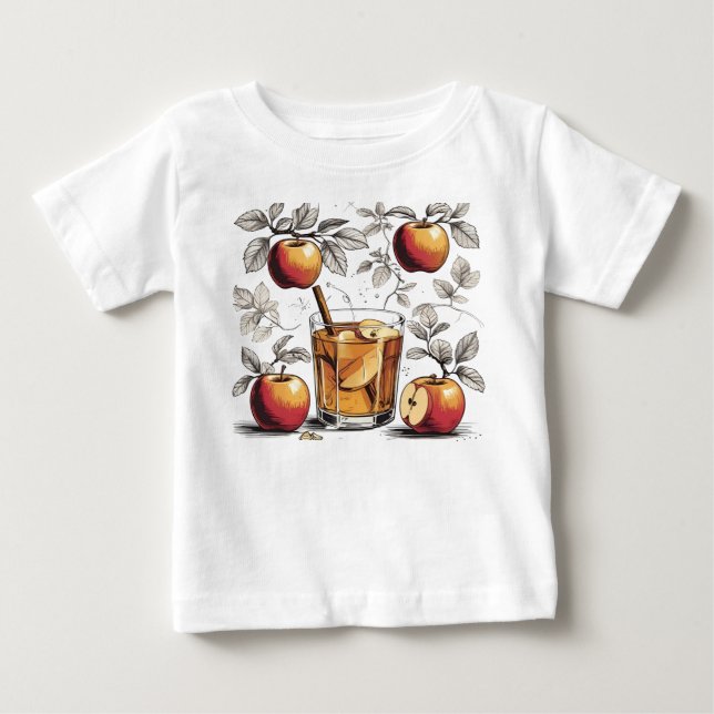 Camiseta De Bebé sidra de manzana: sidra y hojas 🍎 🍂 (Anverso)