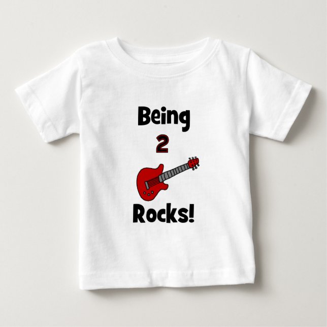 Camiseta De Bebé ¡Siendo 2 rocas!  con la guitarra (Anverso)