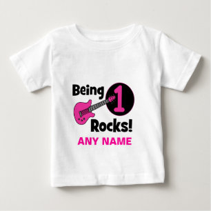 Camiseta De Bebé ¡Siendo rocas 1! con la guitarra rosada