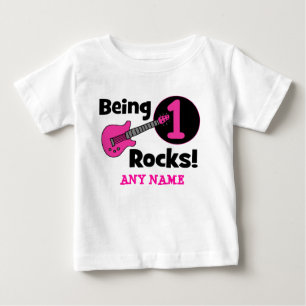 Camiseta De Bebé ¡Siendo rocas 1! con la guitarra rosada