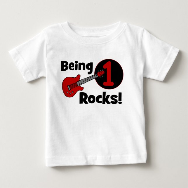 Camiseta De Bebé ¡Siendo rocas 1! El 1r cumpleaños del bebé (Anverso)
