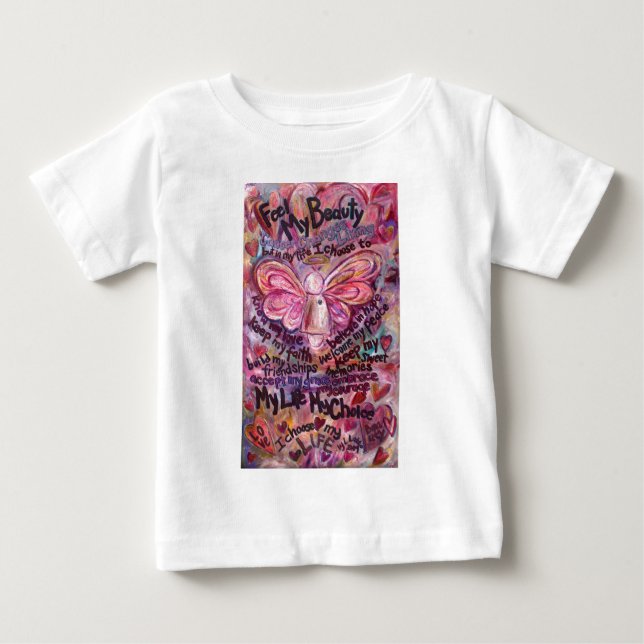 Camiseta De Bebé Siente mi belleza Ángel de Cáncer Rosa (Anverso)