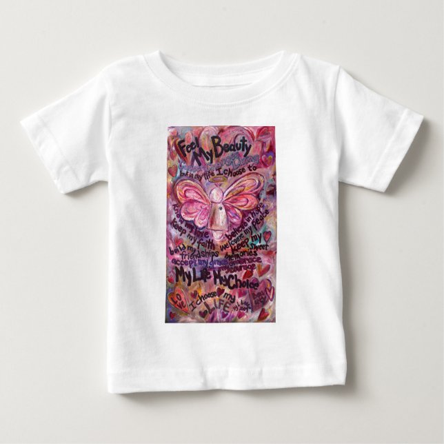 Camiseta De Bebé Siente mi belleza Ángel de Cáncer Rosa (Anverso)