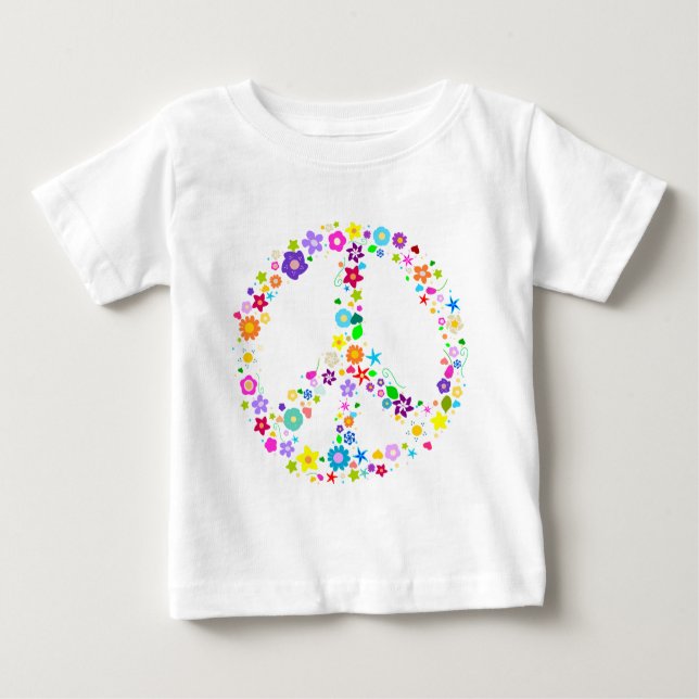 Camiseta De Bebé Signo de la paz de flores (Anverso)