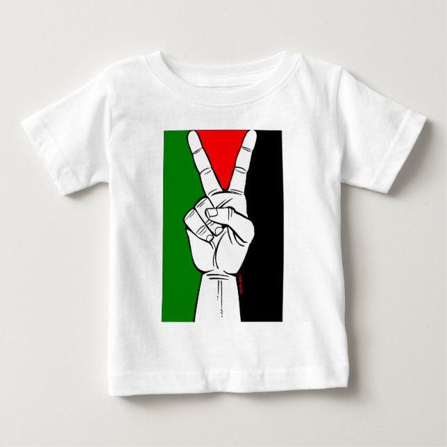 CAMISETA DE BEBÉ SIGNO DE LA PAZ DE LA BANDERA DE PALESTINA (Anverso)