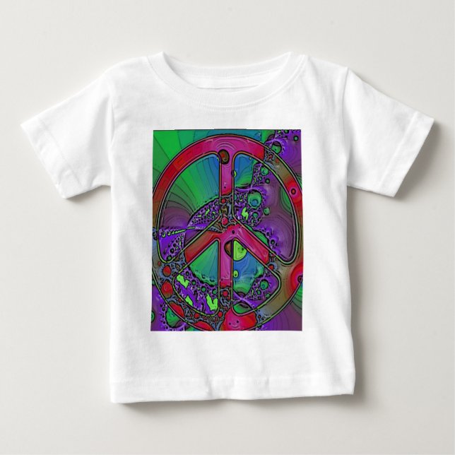 Camiseta De Bebé signo de la paz psicodélico (Anverso)