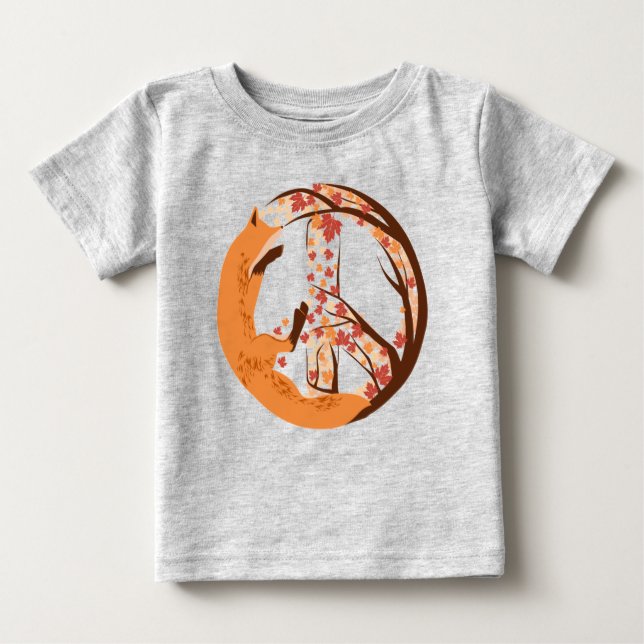 Camiseta De Bebé Signo de paz de Fox artística otoño deja rama de á (Anverso)