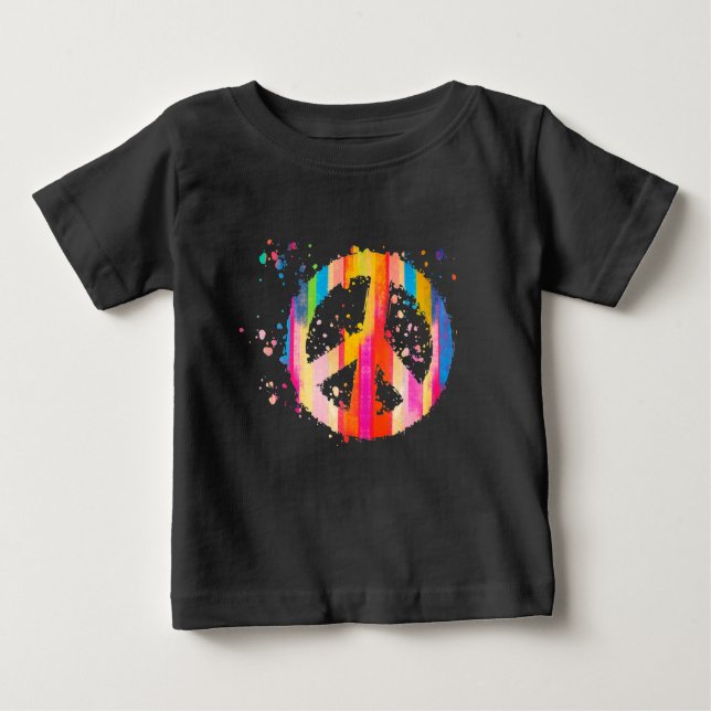 Camiseta De Bebé Signo de paz de tinte hippie símbolo del festival  (Anverso)