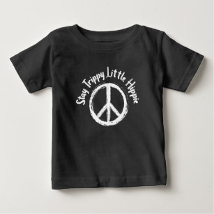 Camiseta De Bebé Signo de paz de tinte único, trippy hippie pequeño