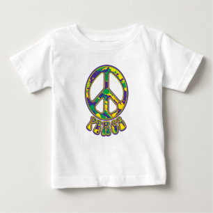 Camiseta De Bebé Signo de paz hippie de los años 60 y 70