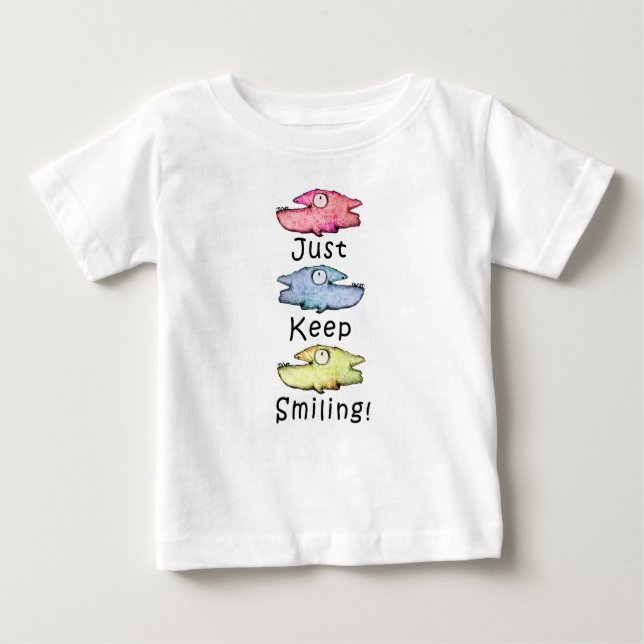 Camiseta De Bebé ¡Sigue Sonriendo! Pescado toothy colorido (Anverso)