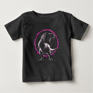 Camiseta De Bebé Silhouette audaz T-Rex con anillo neón