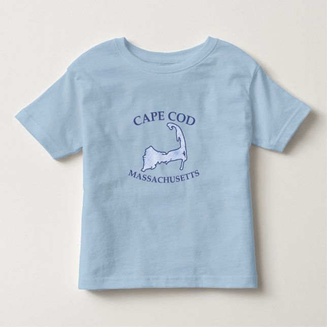 Camiseta De Bebé Silhouette de Cabo Cod con rayas azules precoces (Anverso)