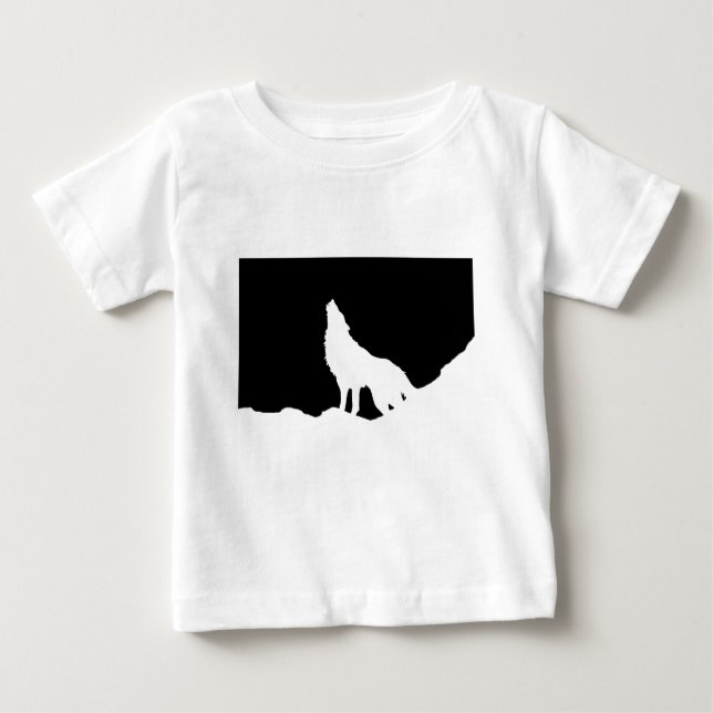 Camiseta De Bebé Silhouette de Lobo de Arte Pop Blanco y Negro (Anverso)