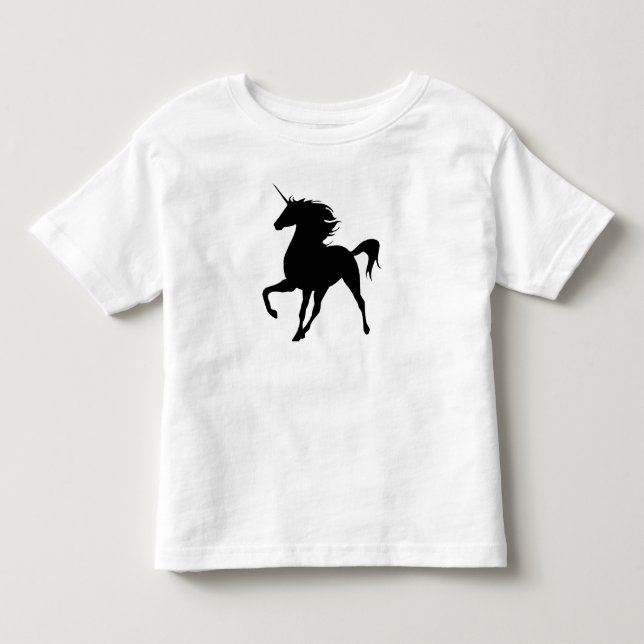 Camiseta De Bebé Silhouette de Unicorn negro (Anverso)