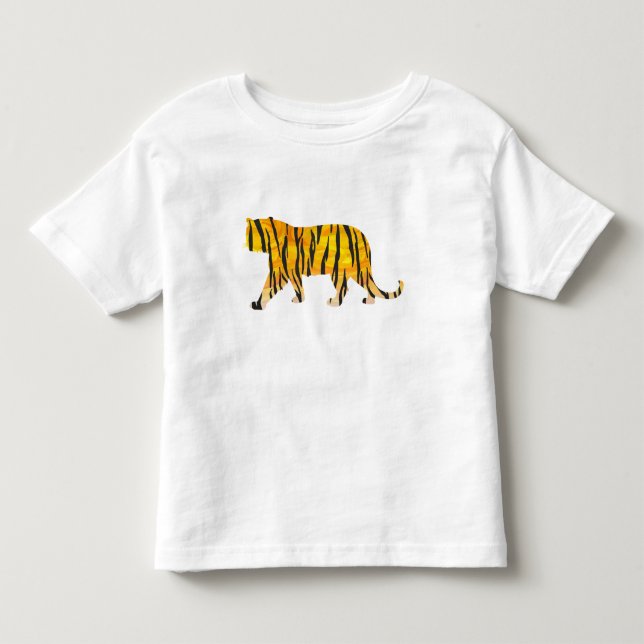 Camiseta De Bebé Silhouette Tiger Black and Naranja (Anverso)