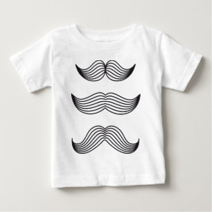Camiseta De Bebé Silhouettes de bigote, dibujo de líneas