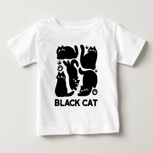 Camiseta De Bebé Silhouettes de gato negro - Diseño felino lindo (Anverso)