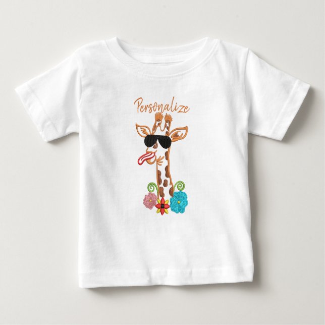 Camiseta De Bebé Silly Giraffe Gafas de sol Cara divertida Sarcásti (Anverso)