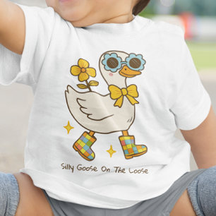 Camiseta De Bebé Silly Goose en el texto Personalizado suelto