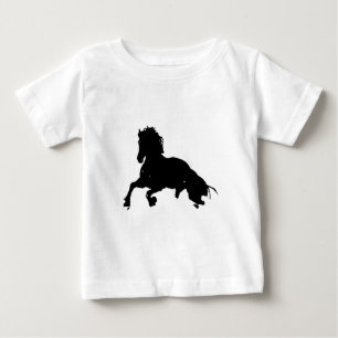 Camiseta De Bebé Silueta blanca de caballo en blanco negro