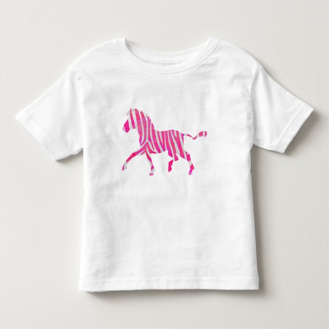 Camiseta De Bebé Silueta blanca y rosa caliente de cebra (Anverso)