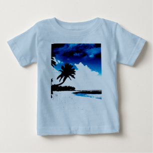 Camiseta De Bebé Silueta de árbol de palmera blanco azul