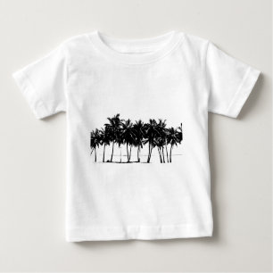 Camiseta De Bebé Silueta de árboles de palmeras blancas negras