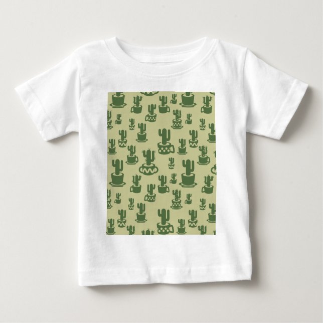 Camiseta De Bebé Silueta de cactus suculenta en tazas y macetas (Anverso)