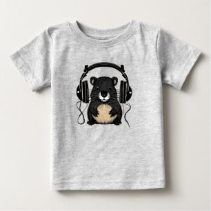 Camiseta De Bebé Silueta de castor de dibujos animados con auricula