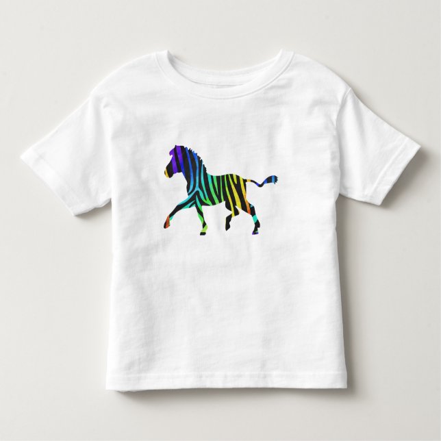 Camiseta De Bebé Silueta de cebra negra y arcoiris (Anverso)