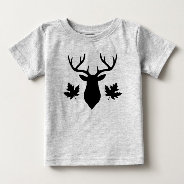 Camiseta De Bebé Silueta de ciervo negro arce (Anverso)