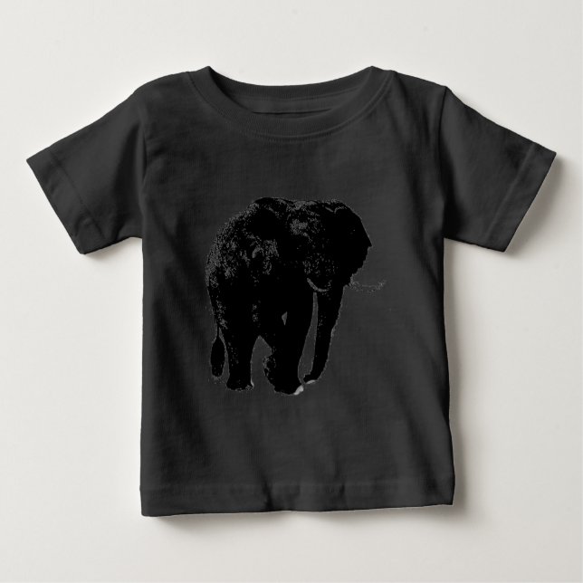 Camiseta De Bebé Silueta de Elefante Negro (Anverso)