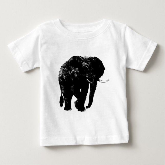 Camiseta De Bebé Silueta de elefante negro (Anverso)