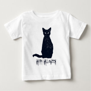 Camiseta De Bebé Silueta de gato negro de Halloween