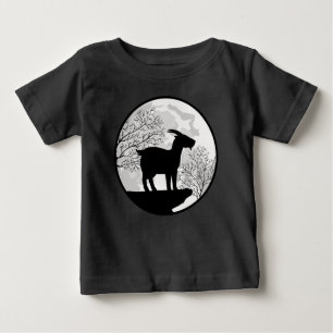 Camiseta De Bebé Silueta de la noche de cabra y luna en el desierto